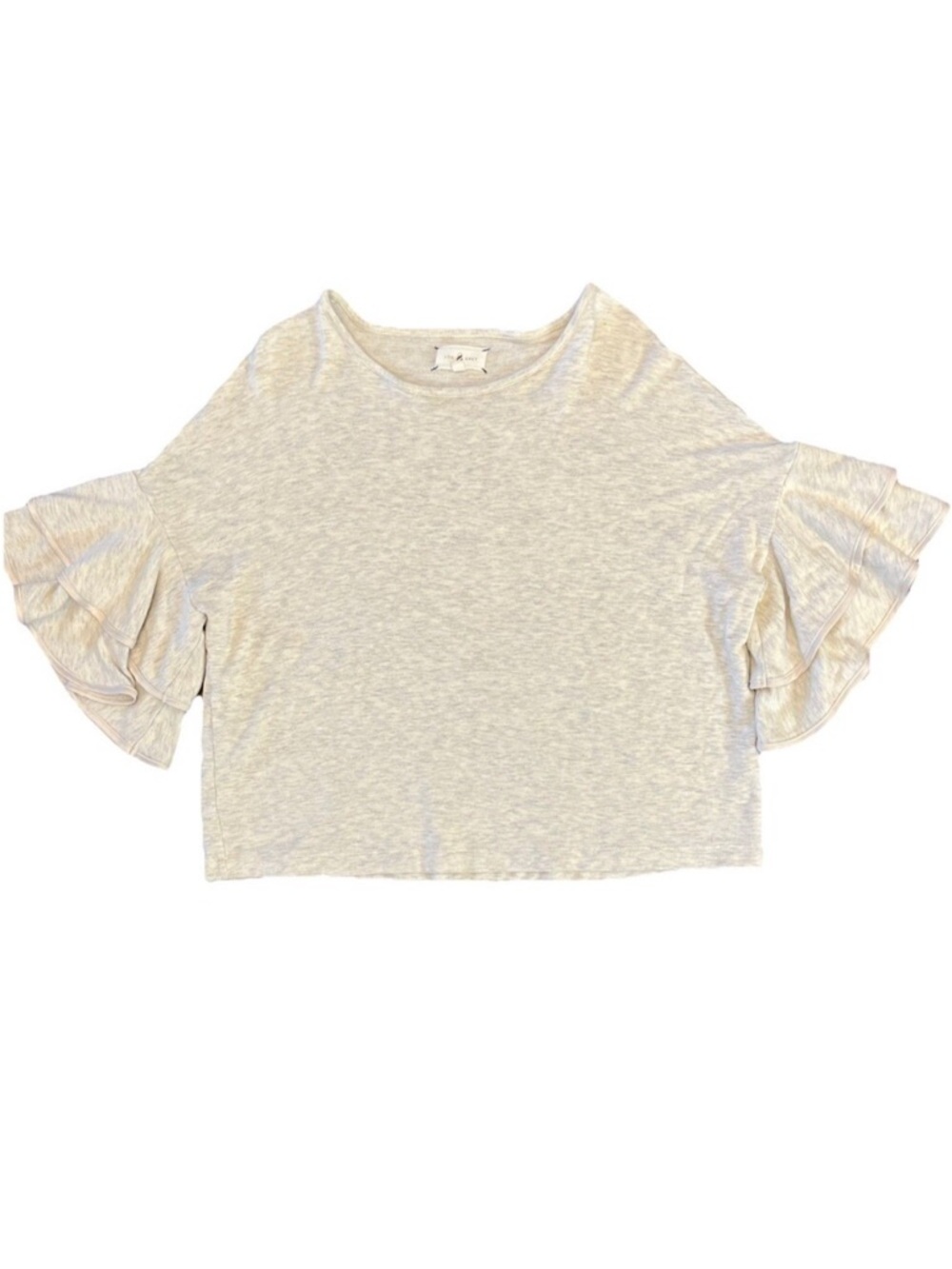 Lou and Grey Top Womens M Ivory Ruffle Bell Sleeve Boho Beachy Romantic Blouse